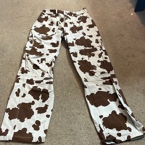 Forever 21 cow print carpenter pants
